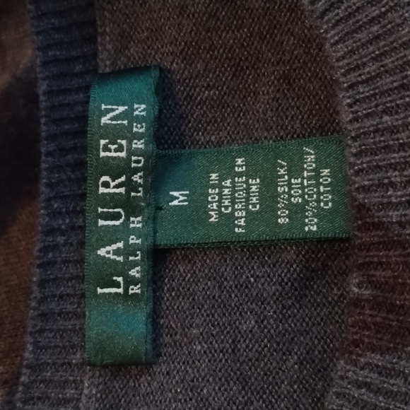 Lauren Ralph Lauren Silk Blend Contrast Pattern Knit Pullover Sweater - Picture 3 of 5